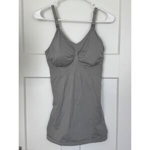Gray Seamless Maternity Nursing Camisole Tank Top with Drop Down Cups Size L